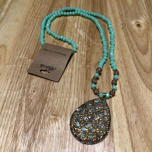 Bach Sparkle Crackle Teardrop Pendant Necklace NWT